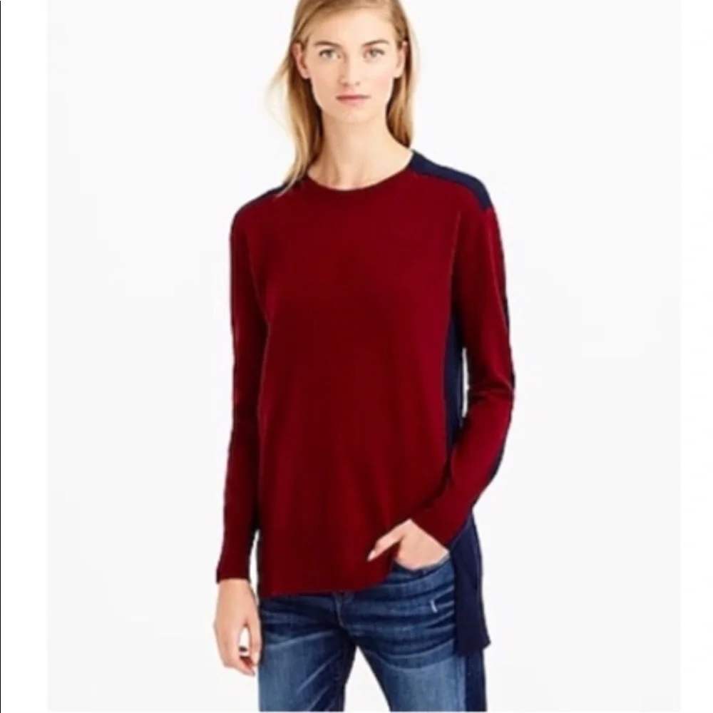 J. Crew Preppy 2 Toned Blue Hi‎ Low Colorblock Sweater